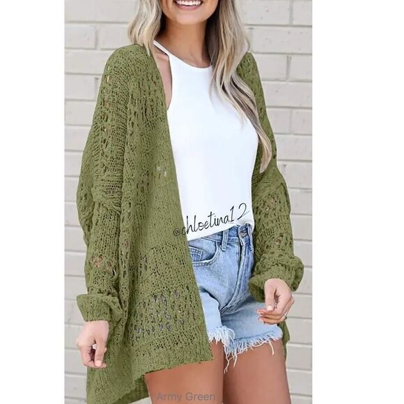 NEW Oversized Hollow Out Cardigan Sweater - Picture 3 of 10